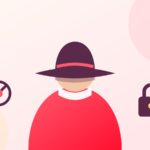Illustration: Frau mit Hut, Gesicht verdeckt, Schloss